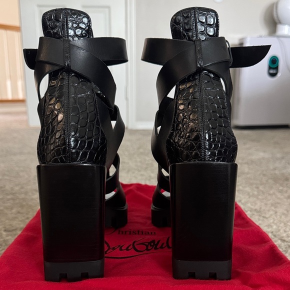 Christian Louboutin Black Multi-Strap Heels 100MM - Picture 5 of 11